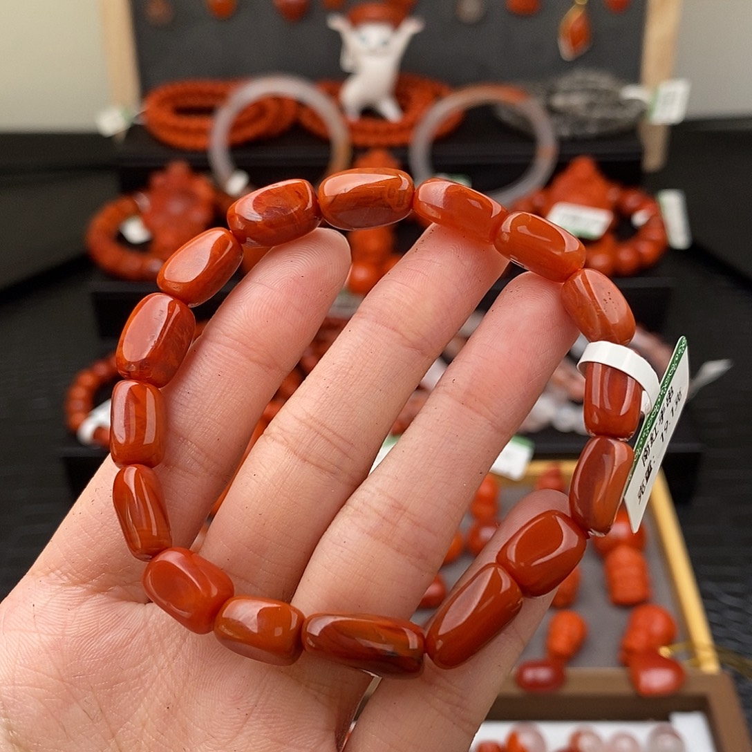 南红玛瑙未镶嵌四川凉山枣珠手串8mm