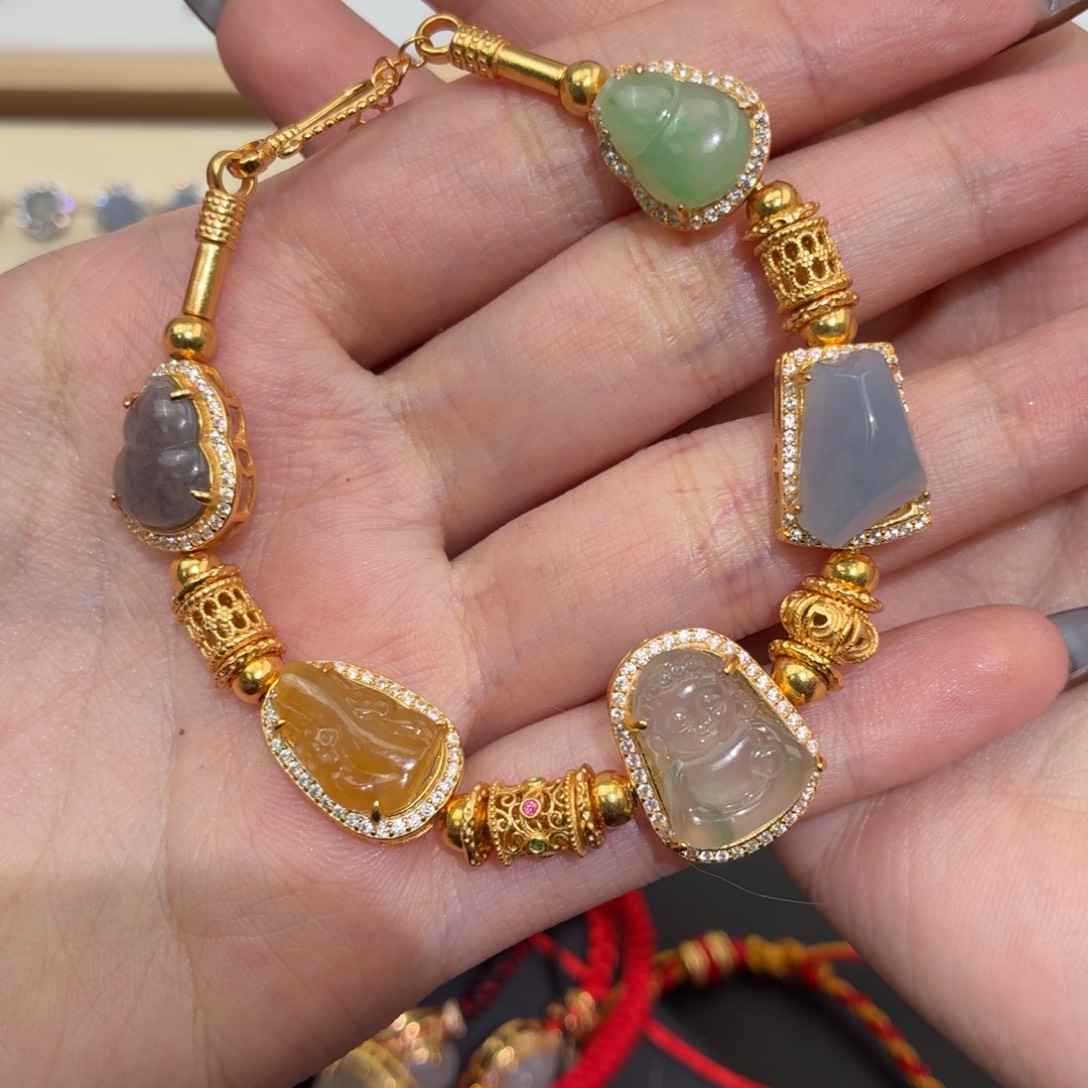 翡翠银S925镶嵌颈饰手链