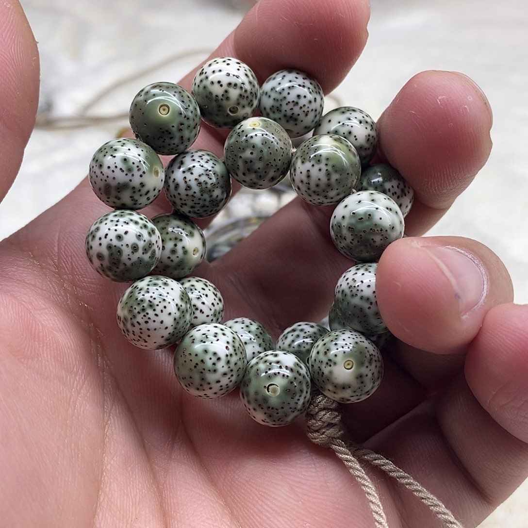 旭***仔星月菩提手串青花瓷圆珠 