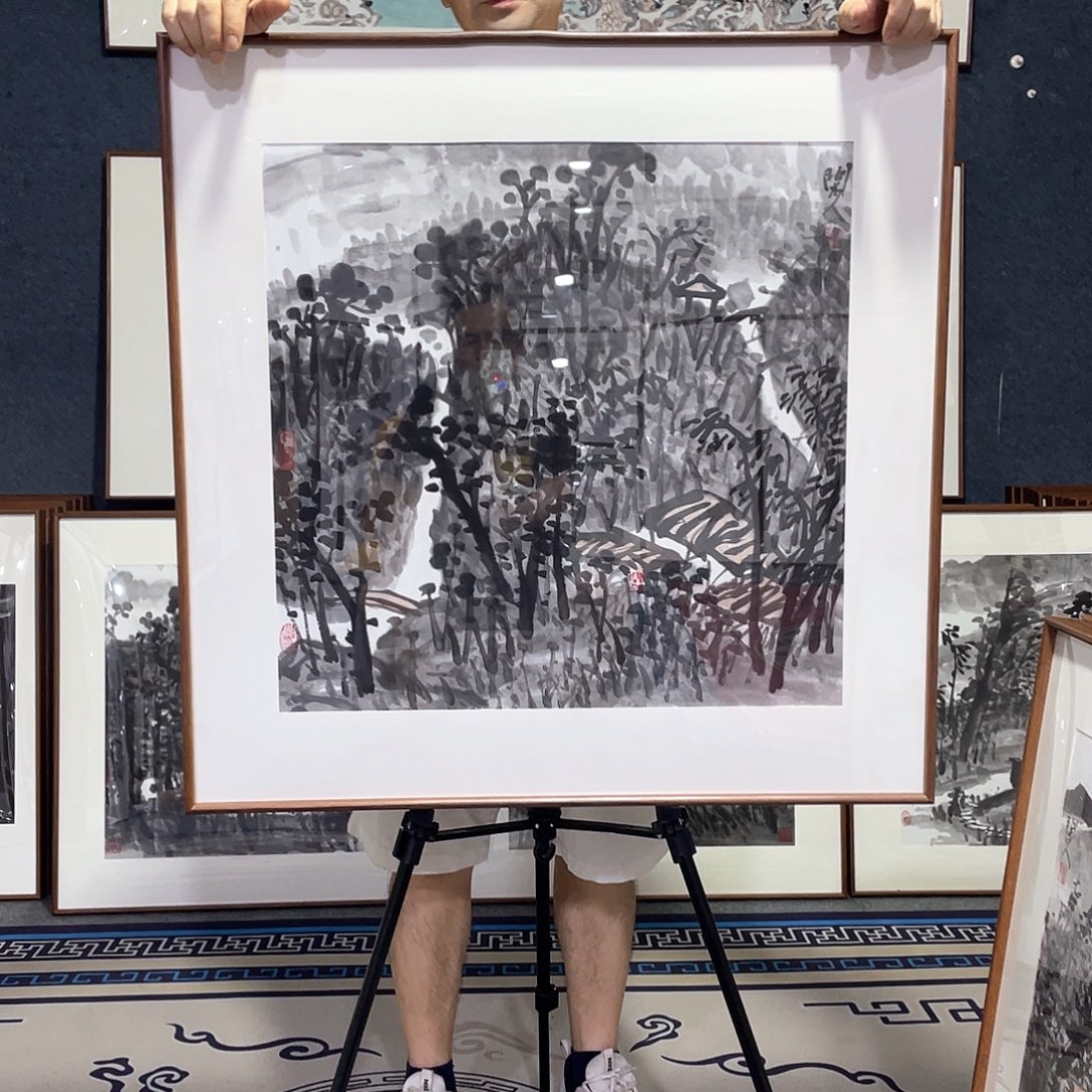 国画手绘画作品带框80/80