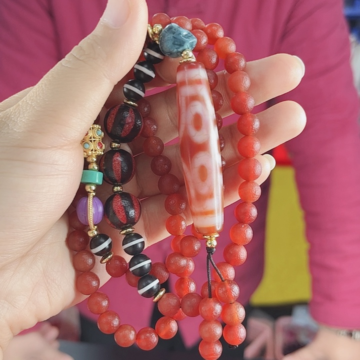 玛瑙项链未镶嵌丅99七目项链