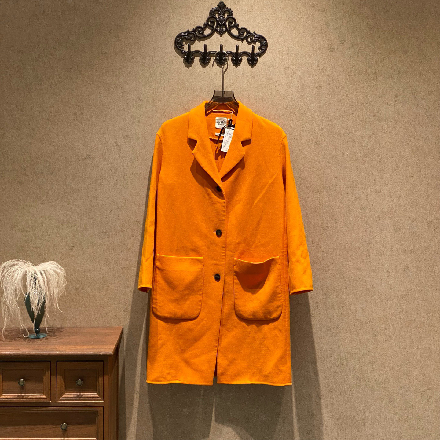 99新 Hermes/爱马仕 Hermes 橙色羊毛大衣/36码/99新/41188