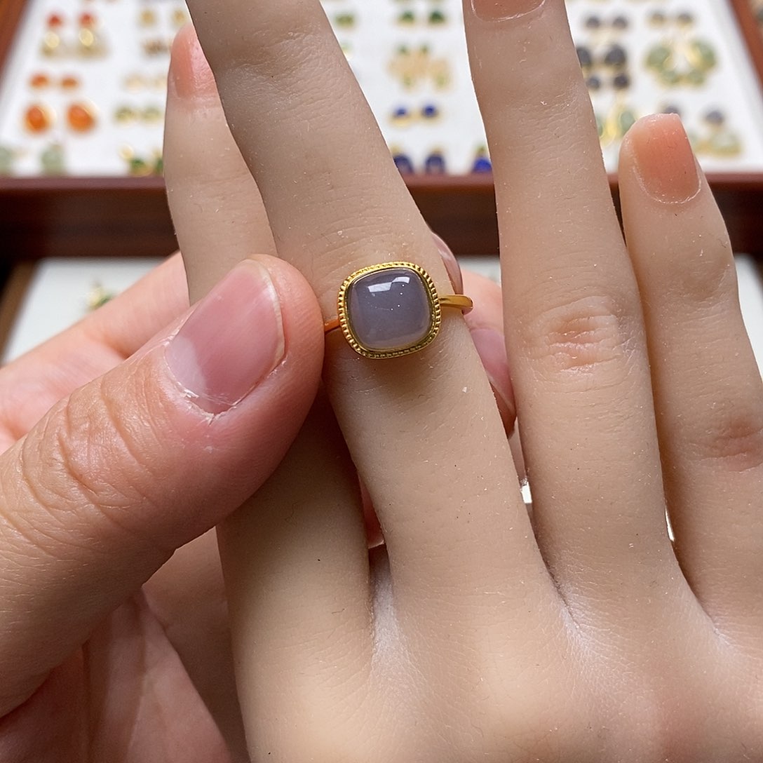 和田玉戒指银S925镶嵌