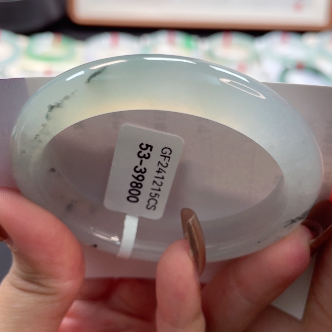 【闪购商品】翡翠手镯未镶嵌对标中大w种水冰飘花贵妃53，23号