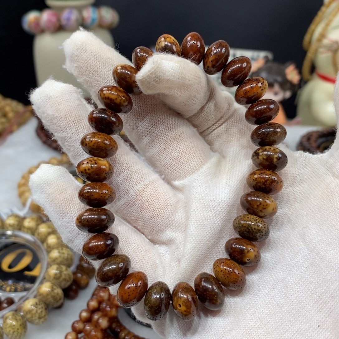 星月菩提吊坠11.5/7.5黑金玉化算盘苹果珠