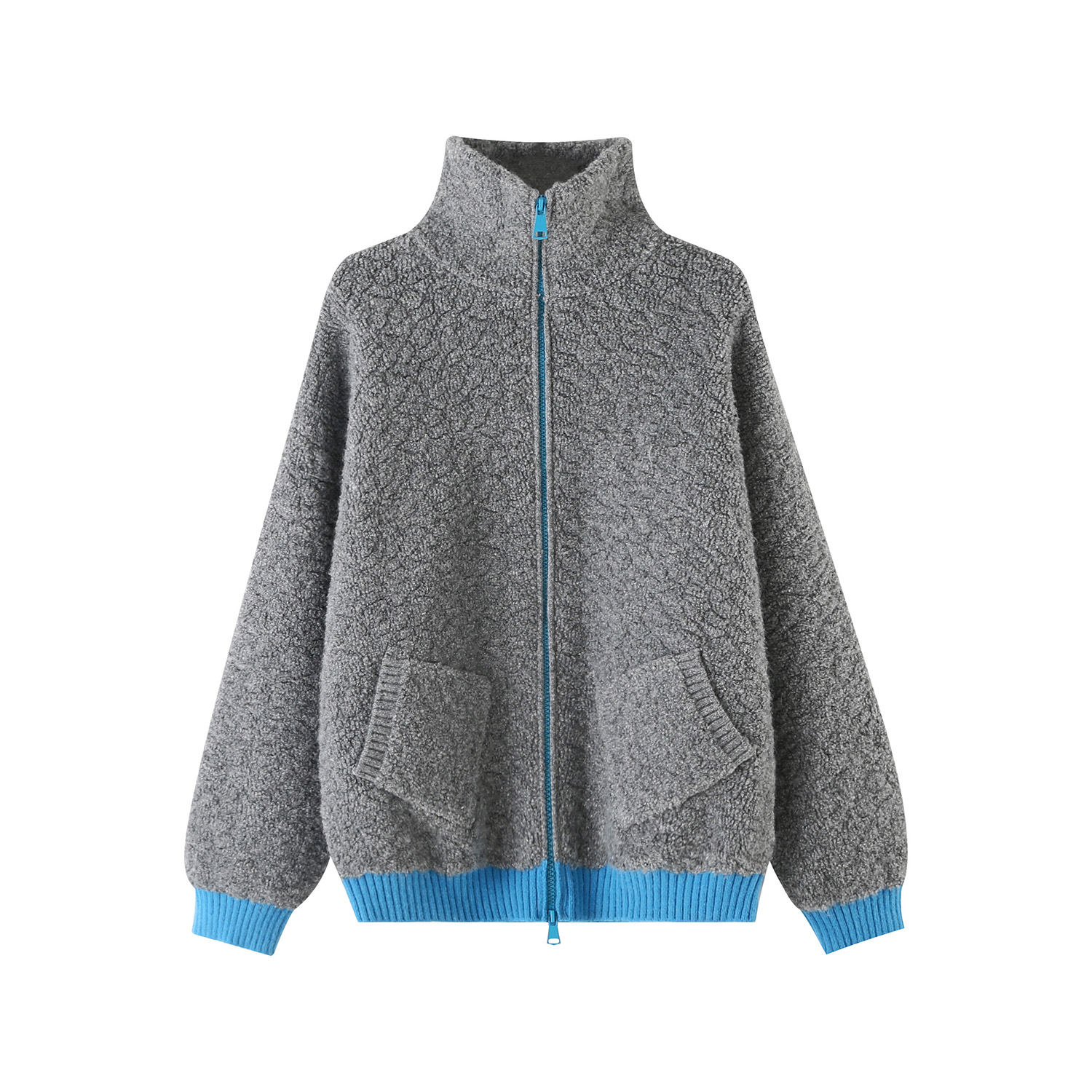 韩版休闲针织女保暖秋冬季慵懒风针织衫女装加厚宽松百搭立领