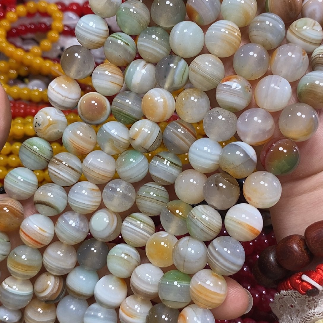 玛瑙/玉髓未镶嵌珠宝半成品线条玛瑙一条卡14mm