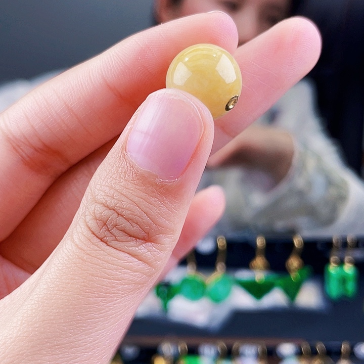 翡翠耳饰18K金镶嵌饰品