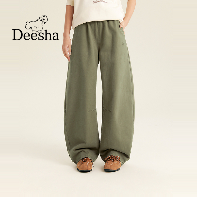 笛莎青少年女初高中生宽松休闲裤百搭长裤弯刀裤-N3253A431