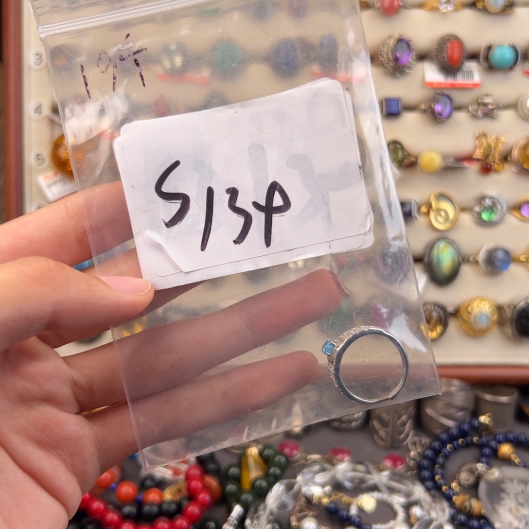 925银蓝色银镶戒指139