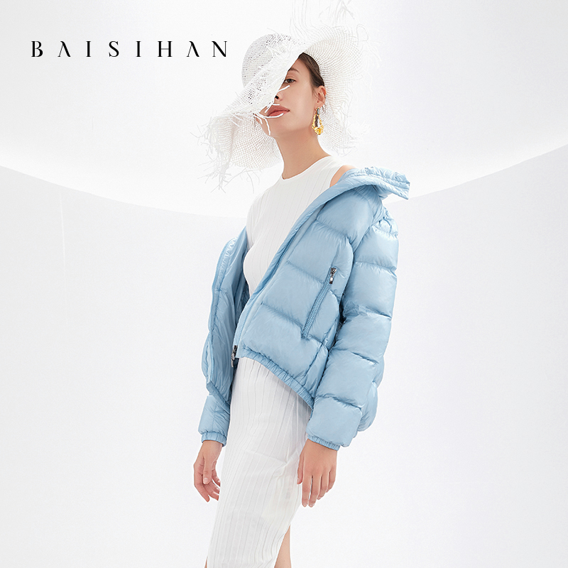 89150百思寒短款羽绒服女新款大牌高端小个子时尚立领鹅绒服女冬