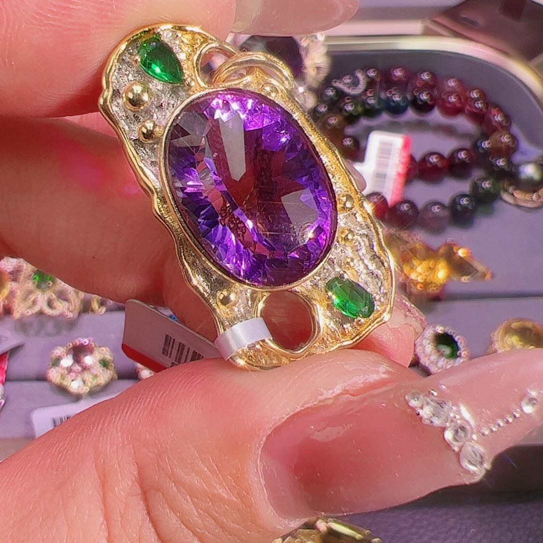 紫晶紫水晶银S925镶嵌