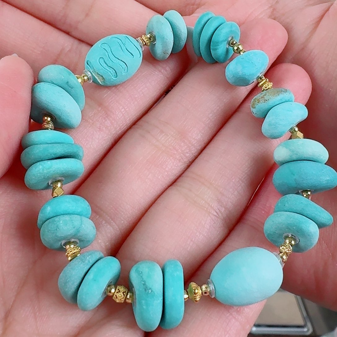 绿松石珠宝奇石18K金镶嵌