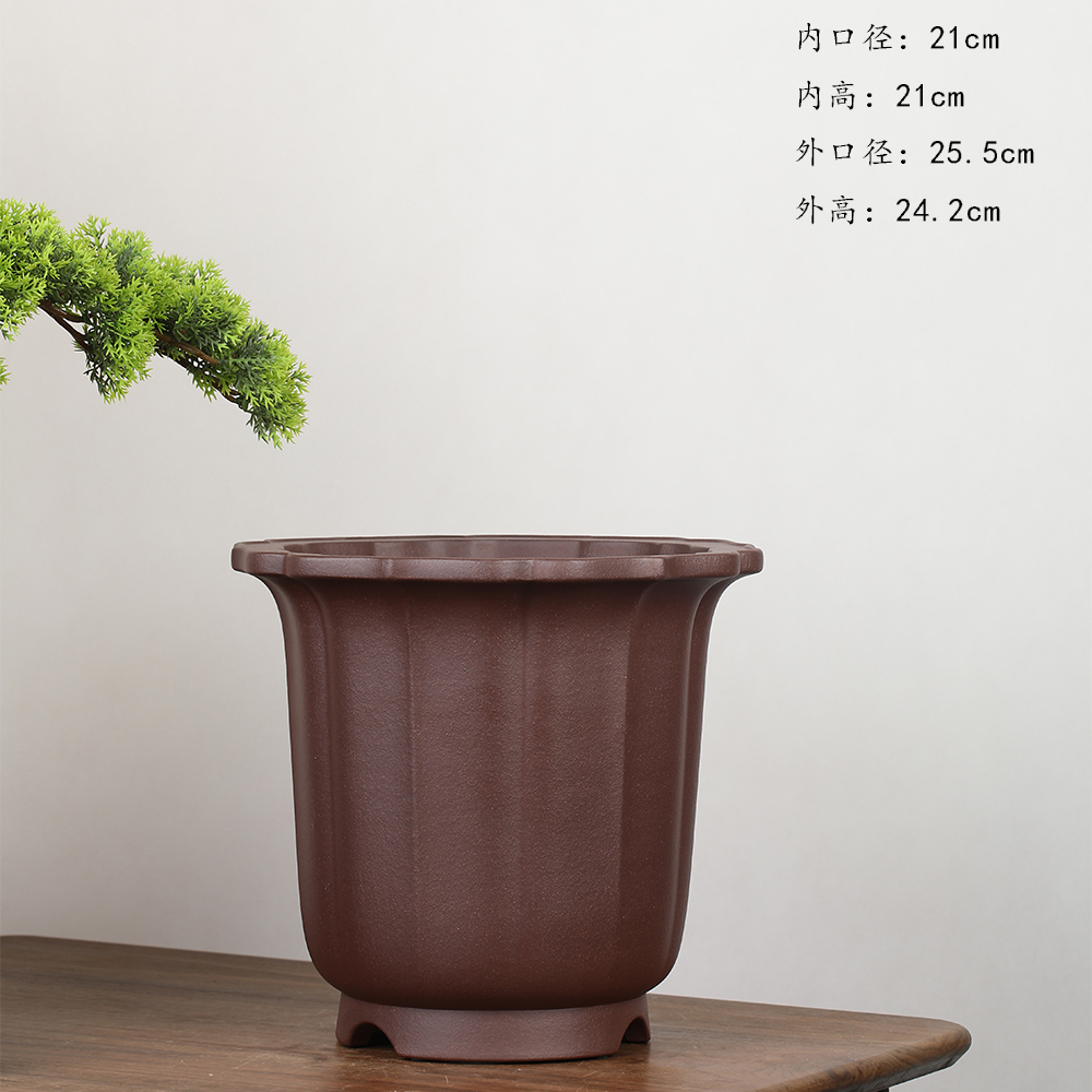 闲半天紫砂工作室精品高温紫泥菱花兰花春兰建兰蕙兰室内简约花盆
