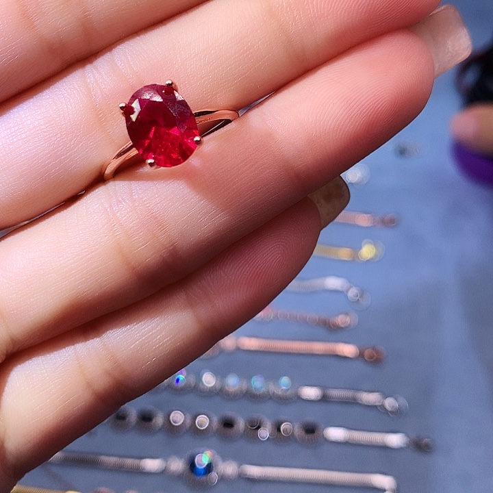 红宝石戒指银S925镶嵌