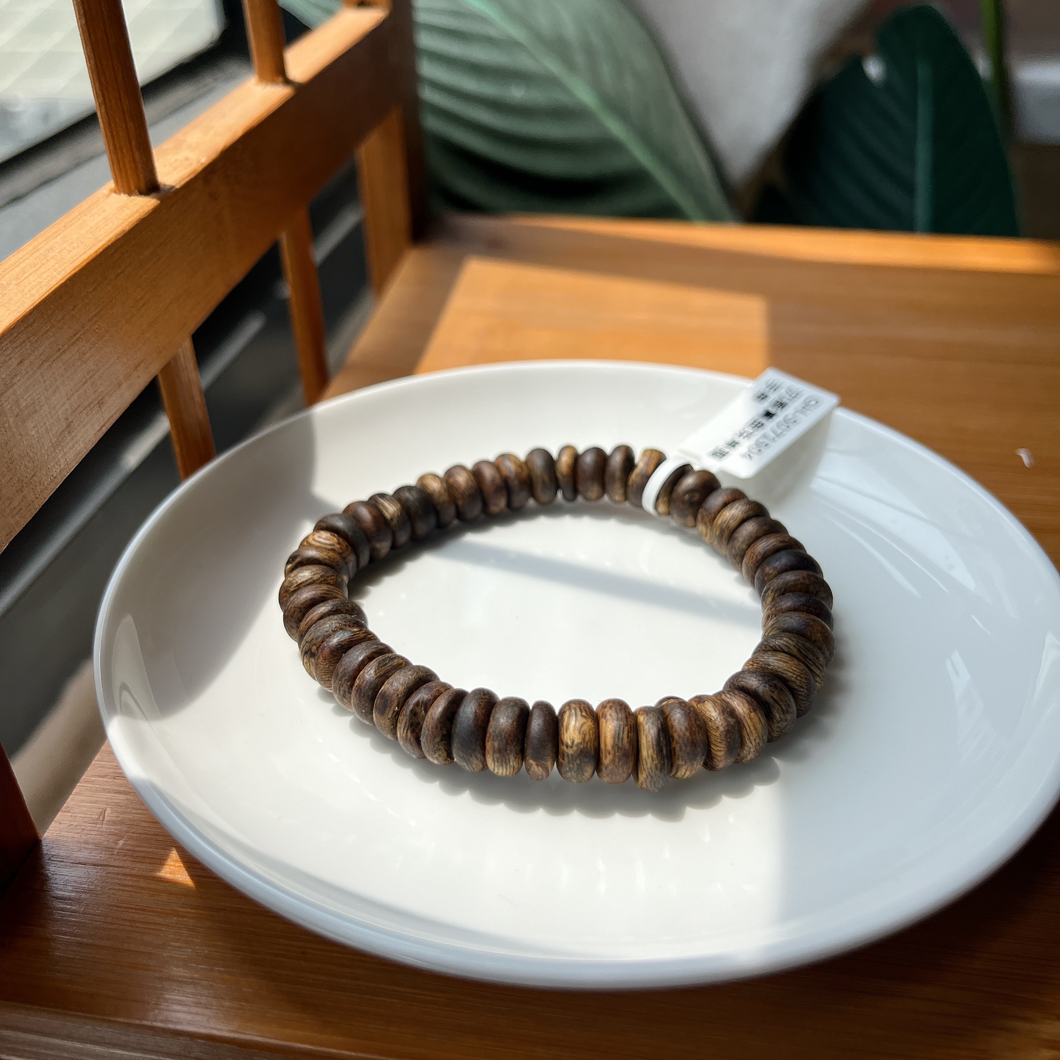 沉香【郭老师】约9mm沉香算盘珠单圈手串