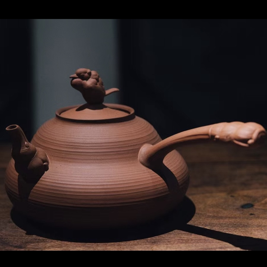 【小崔的茶事】林于凯咕殊鸟砂铫壶潮州纯手工老岩泥煮水壶500cc
