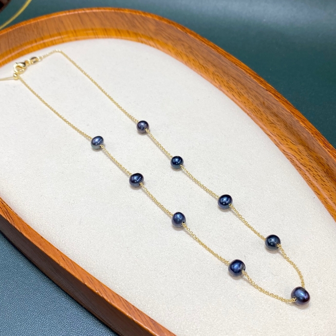 x005珍珠项链女士小众设计满天星百搭紫色气质