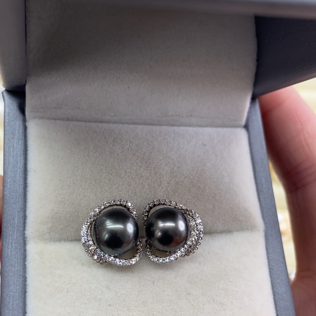 耳饰银S925镶嵌海水珍珠