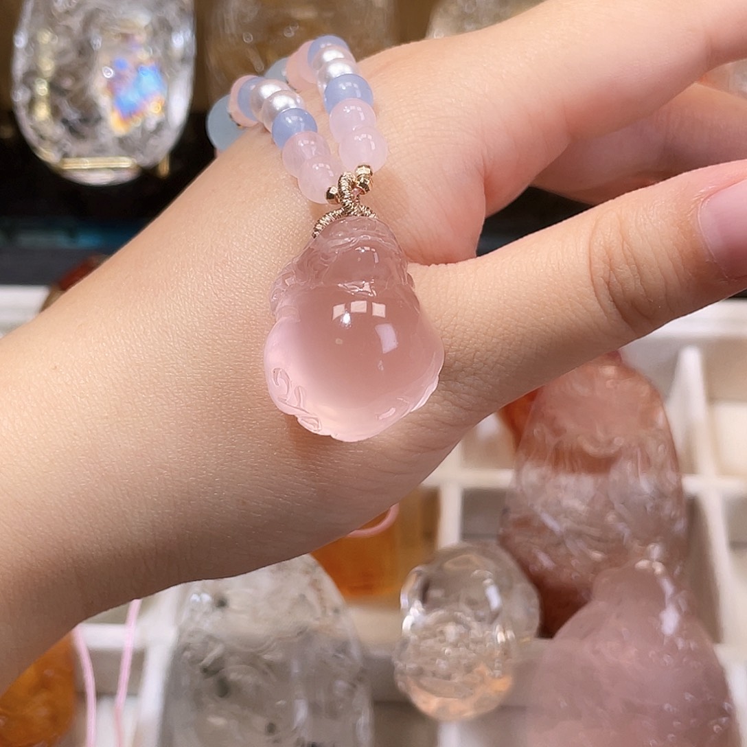 未镶嵌颈饰水晶嗯*粉水