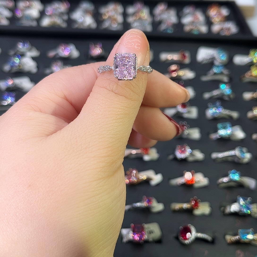 莫桑石非金属SH K白长方粉冰花三卡-16