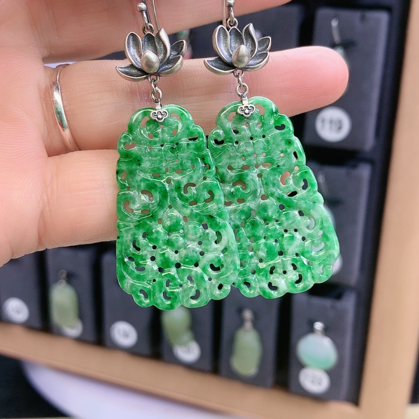 【闪购商品】翡翠耳饰银S925镶嵌一****扰精美的