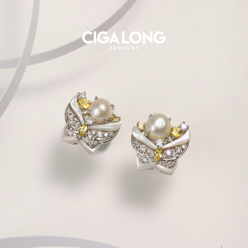 CIGALONG PT950野生珍珠耳饰3409