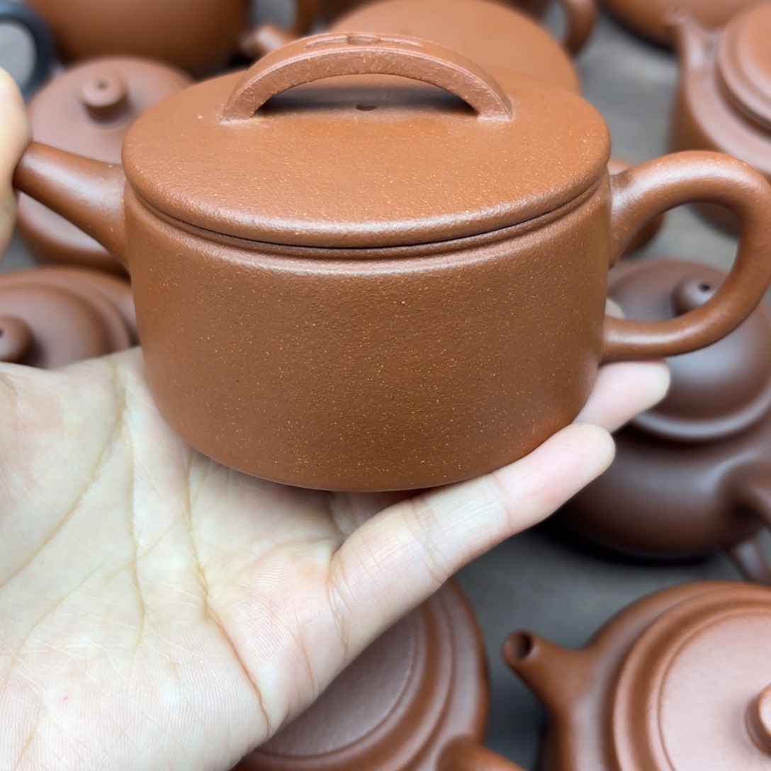 紫砂茶壶Q**爱红降坡汉瓦150cc微瑕