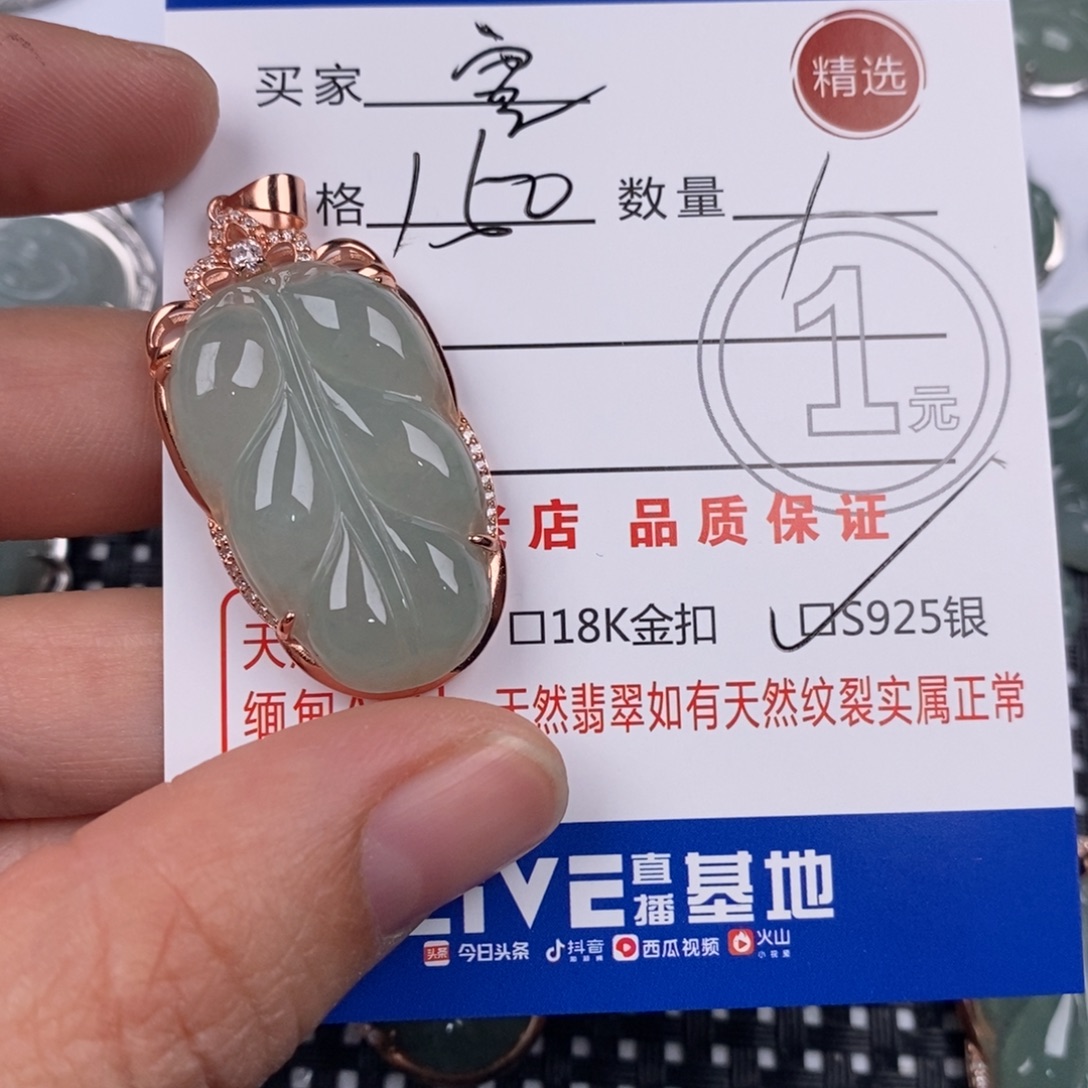 钱***儿翡翠银S925镶嵌颈饰