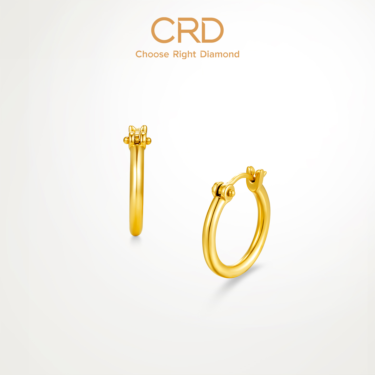 【新品】CRD克徕帝素圈金耳环光环耳圈简约百搭足金耳扣三金送礼