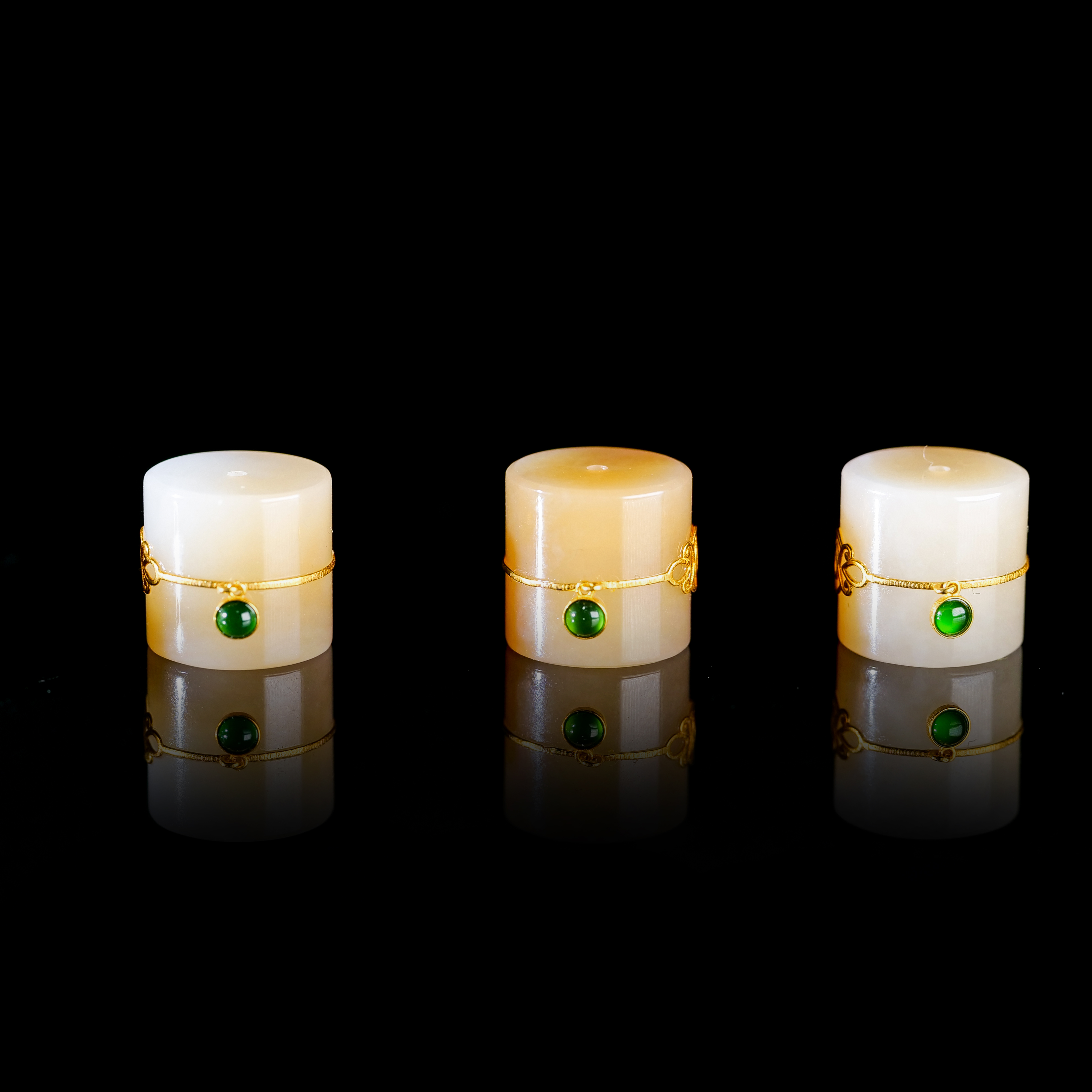 【石头序】18K金镶和田玉且末糖路路通吊坠 挂坠 多样性发一件