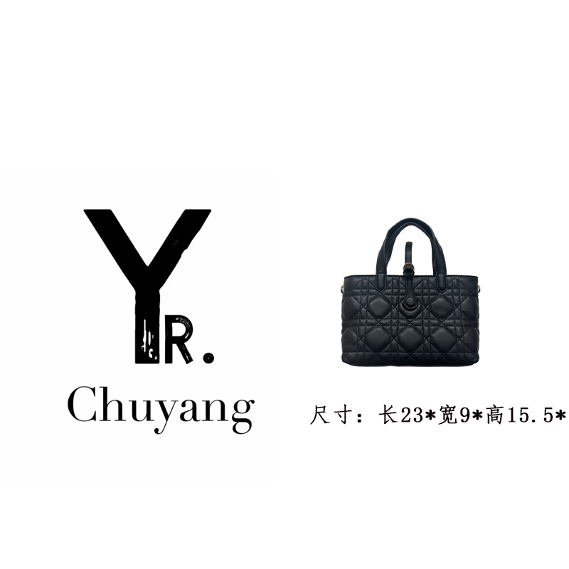 【初阳甄选】QYX-8252-黑色单肩刺绣斜挎包真皮波士顿女包