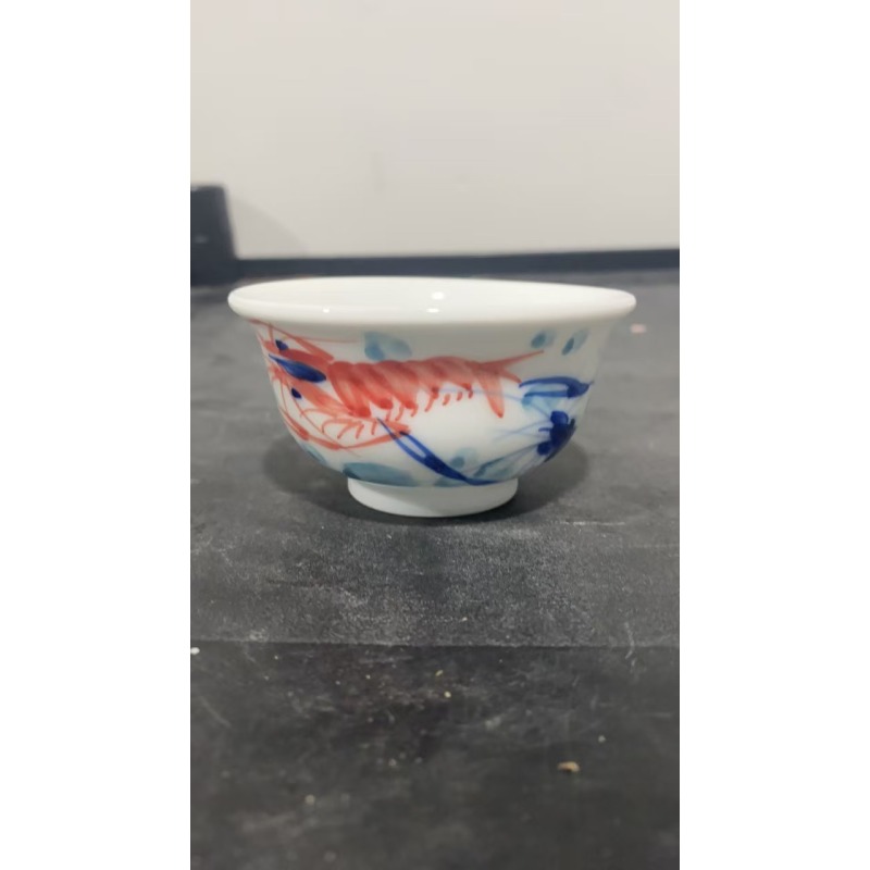 景德镇昱器虾趣压手杯微瑕（80-90cc