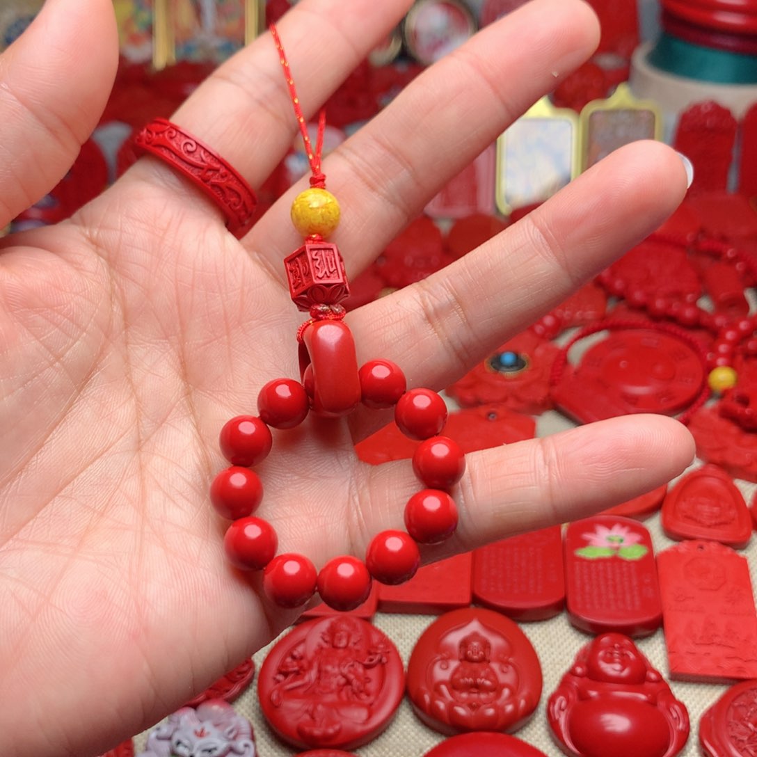 天然辰砂工艺品朱砂手机坠钥匙扣