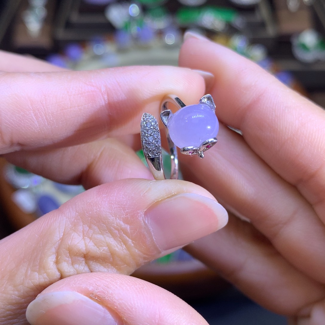 翡翠戒指银S925镶嵌翡翠