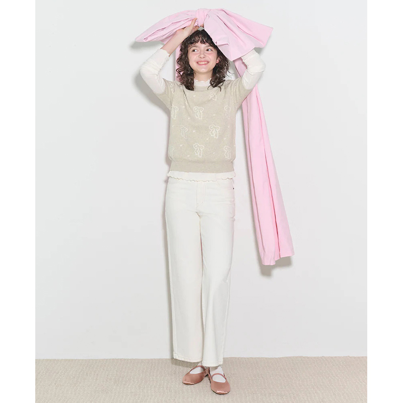 【新品】BEANPOLE滨波 2025早春女白色简约直筒牛仔长裤BF5221N13