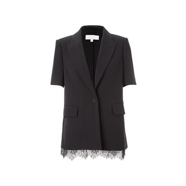 FALEMIG-歌系蕾丝拼接短袖西装上衣EWE332T06200