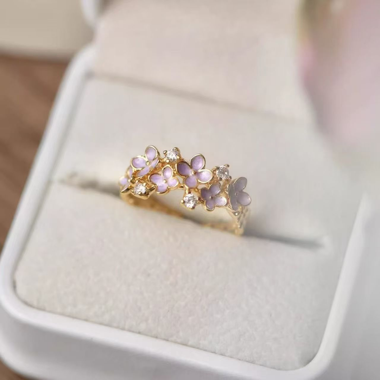 铁合金戒指 紫色满花戒指
