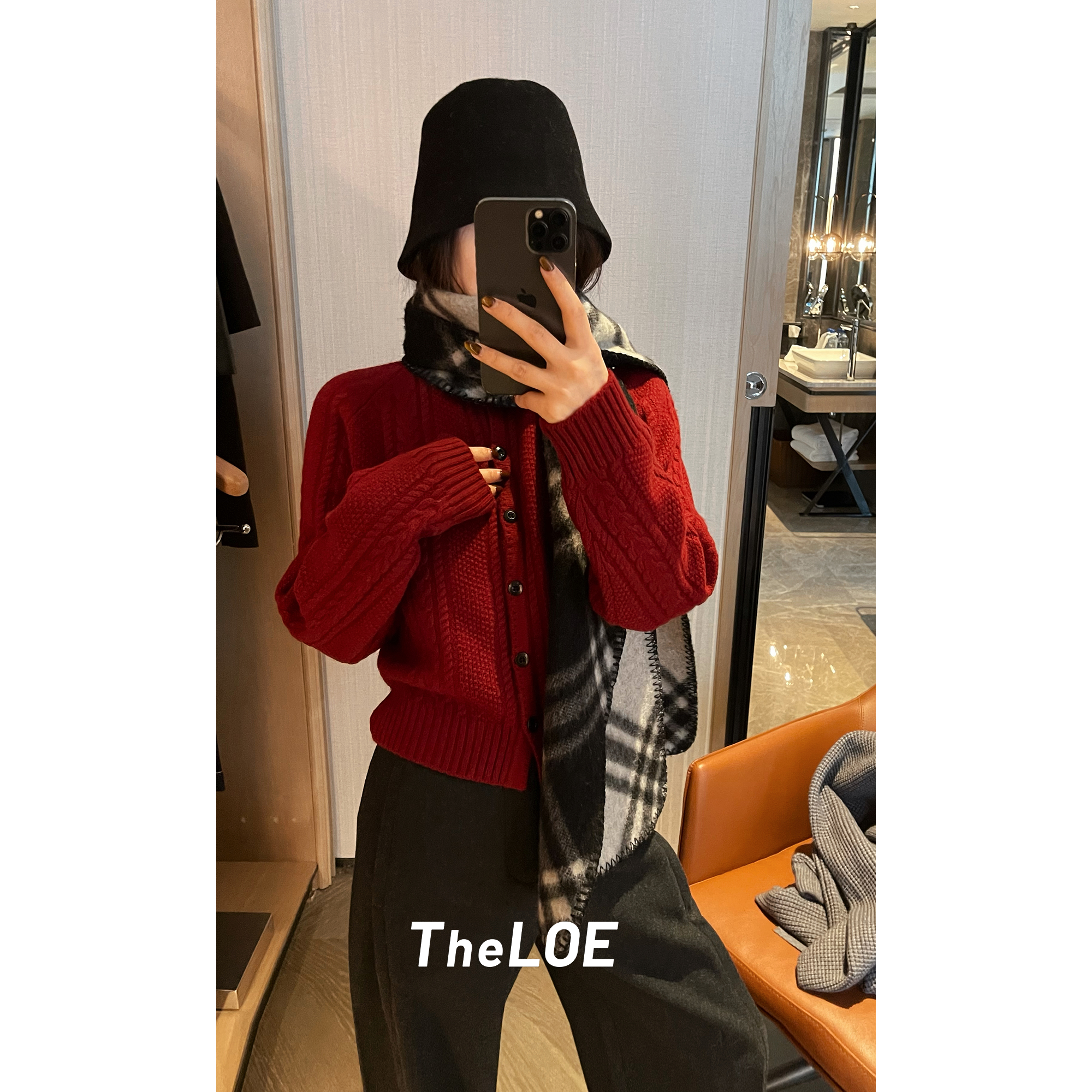 TheLOE/【纯羊毛绞花毛衣】390g-415g单排扣宽松针织开衫#LE-0517