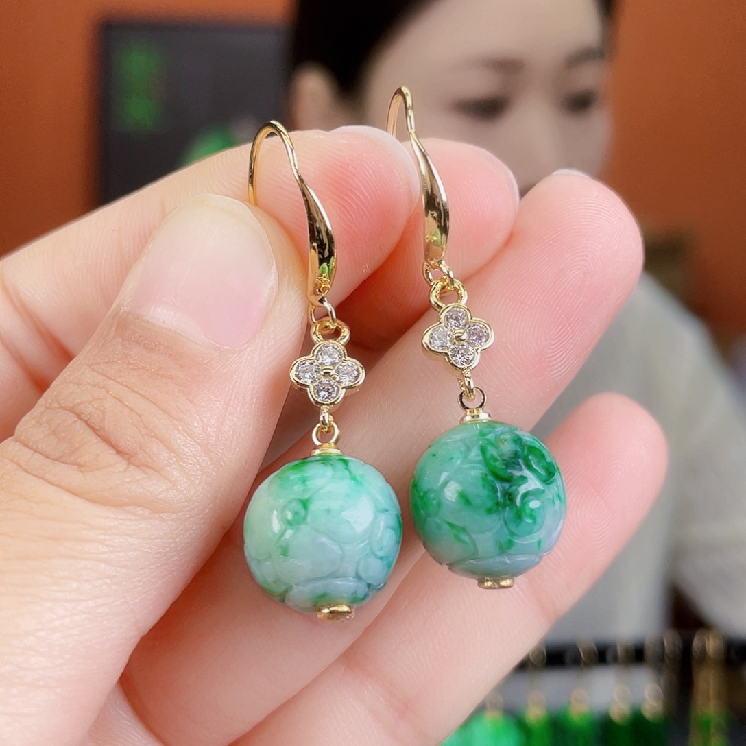 翡翠未镶嵌耳饰饰品