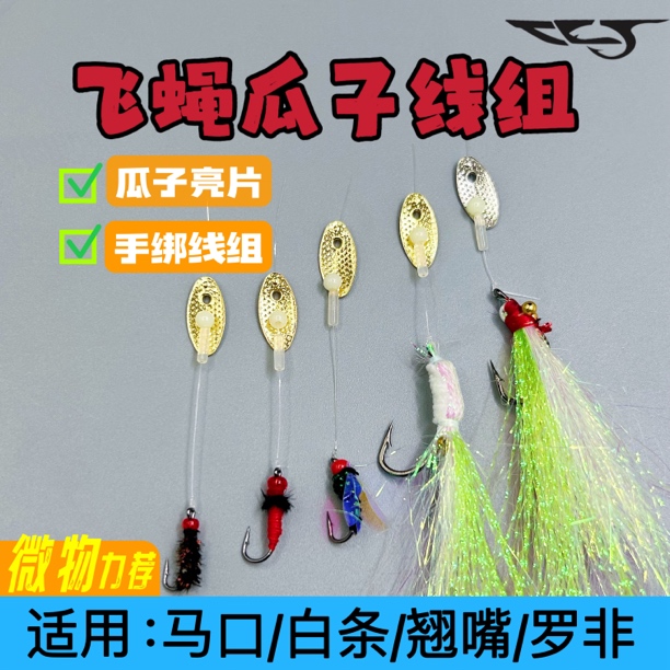 飞蝇钩钓组瓜子亮片套装绑好翘嘴白条马口助投器微物路亚假饵毒蚊