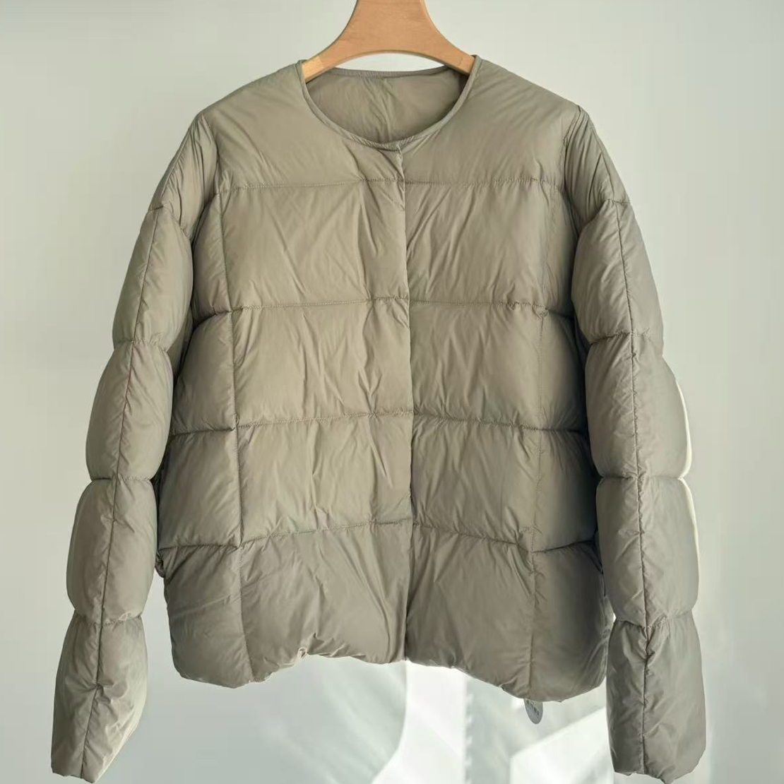 Luluzou圆领围巾短款羽绒服9166