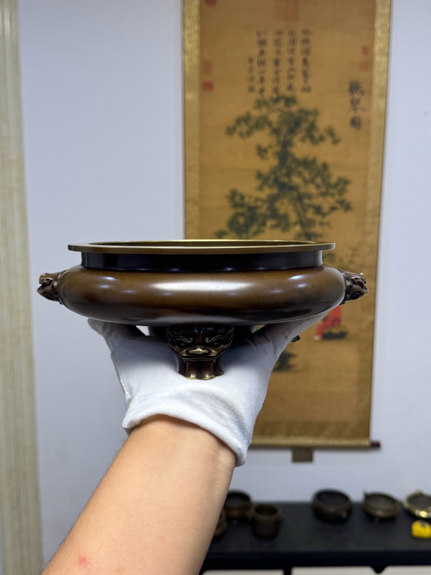 铜香炉铜炉大号家用盘香炉线香插香供奉炉室内熏香檀香炉