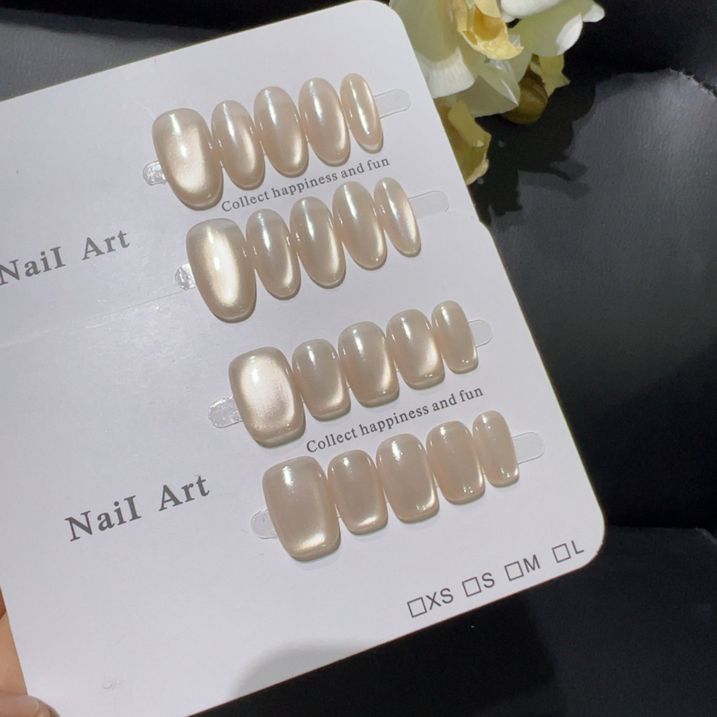 【奶茶金】海莉裸色猫眼气质日常高级感纯手工穿戴甲