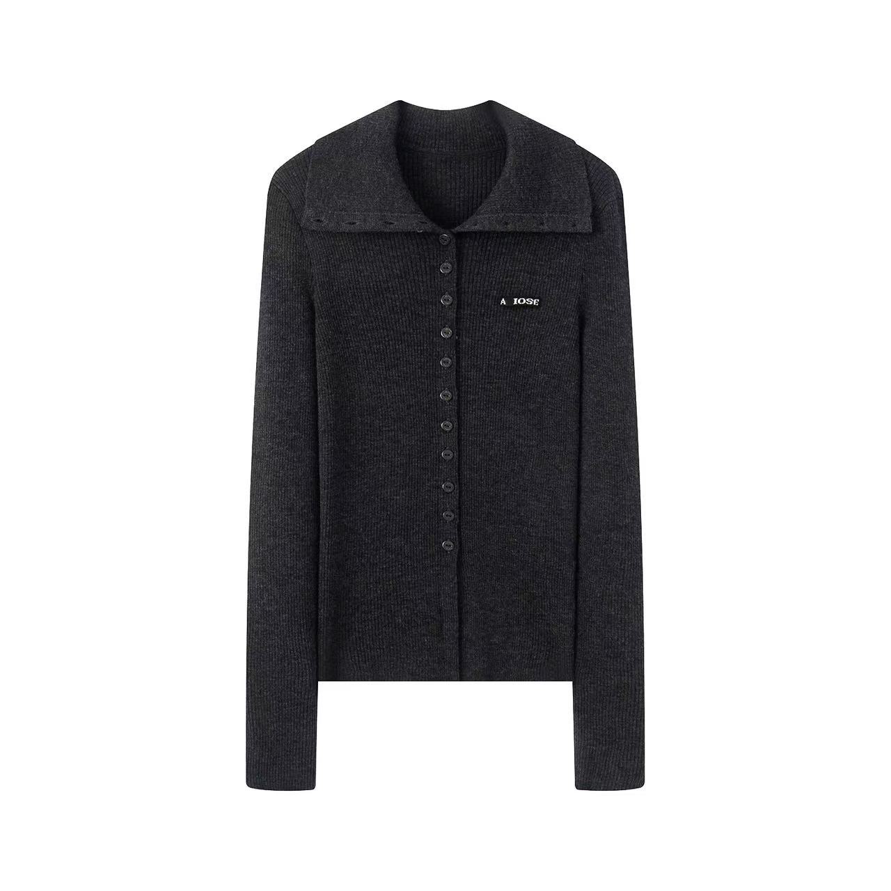 艾诺丝商场同款2025冬新款时尚百搭翻领针织开衫上衣女AR804111