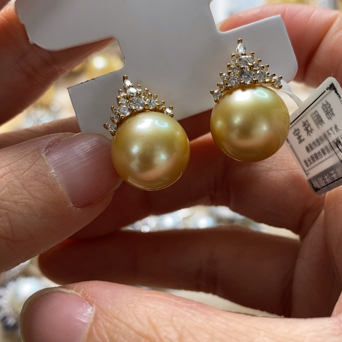 海水珍珠耳饰银S925镶嵌