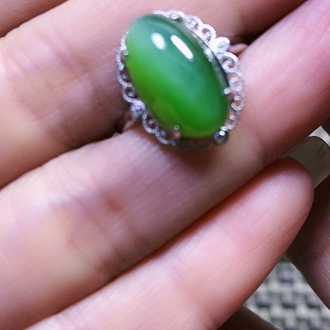 和田玉银S925镶嵌戒指