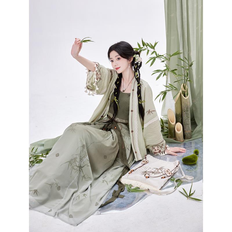 池夏【万物有灵：绿影熊踪】宋制吊带短衫三裥裙原创改良汉服女