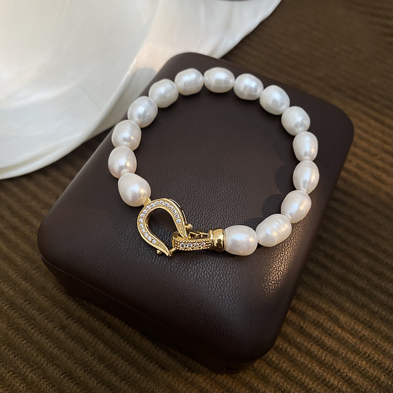 8-9mm天然淡水珍珠手链女气质大牌马蹄扣设计时尚高级手串