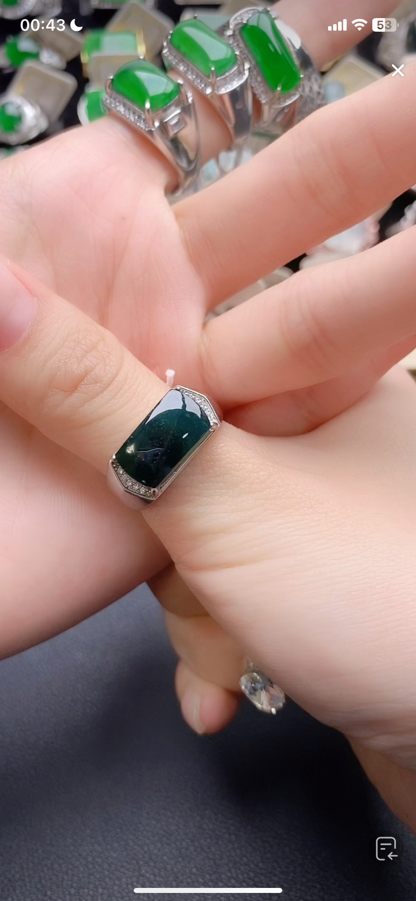 天然翡翠戒指s925银男戒